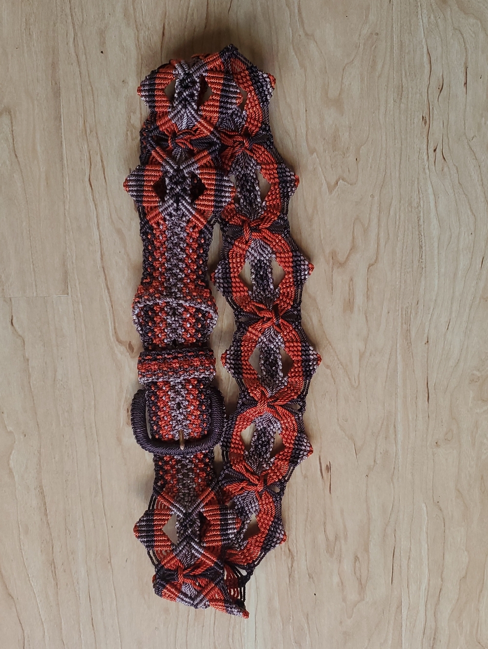 Handcrafted Orange and Brown Woven Belt